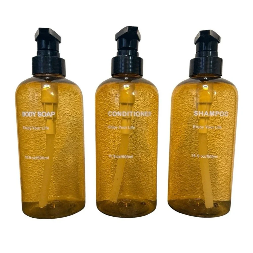 3 Pack Bottle Pump Dispenser, 500ml Empty Shampoo Conditioner Body Soap